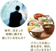 毎年、決まった時期に調子を崩していませんか? バランスの良い食生活を、毎日、送っていますか?
