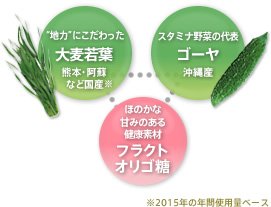 熊本・阿蘇産 「地力」にこだわった 大麦若葉 沖縄産 スタミナ野菜の代表 ゴーヤ サントリー独自開発のキシロオリゴ糖