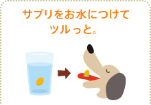 サプリをお水につけてツルっと。