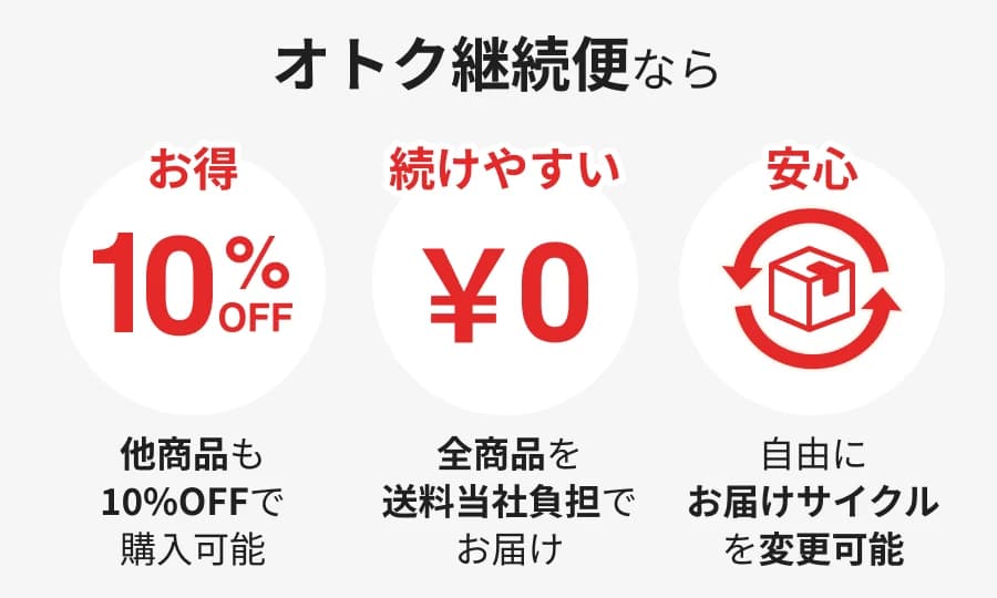 オトク継続便ならお得・続けやすい・安心