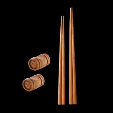 樽材夫婦箸＋樽型箸置きセット