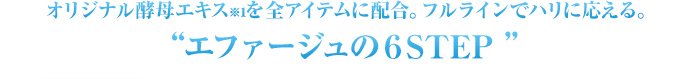 オロジナル酵母エキス※1を全アイテムに配合。フルラインでハリに応える。”エファージュの6STEP”