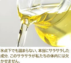 氷点下でも固まらない、本当にサラサラした成分。このサラサラが私たちの体内には欠かせません。