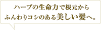 ハーブの生命力で根元からふんわりコシのある美しい髪へ。