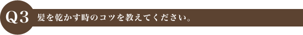 Q3 髪を乾かす時のコツを教えてください。