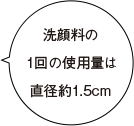 洗顔料の １回の使用量は 直径約1.5cm