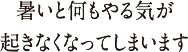 暑いと何もやる気が起きなくなってしまいます
