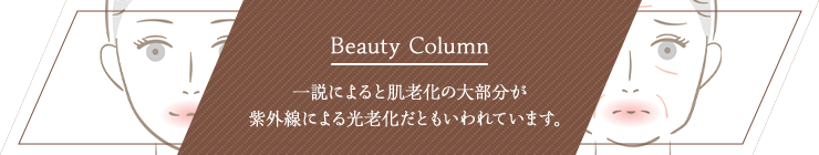 Beauty Column 一説によると肌老化の大部分が 紫外線による光老化だともいわれています。