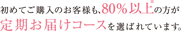 初めてご購入のお客様も、80%以上の方が定期お届けコースを選ばれています。