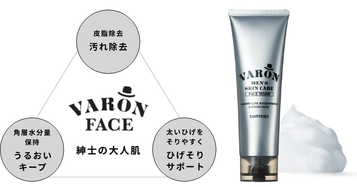 高い皮脂除去機能汚れ除去 角質水分保持うるおい保持 ニオイ対策 VARON FACE WASH