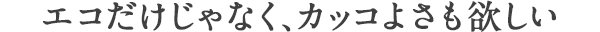 エコだけじゃなく、カッコよさも欲しい