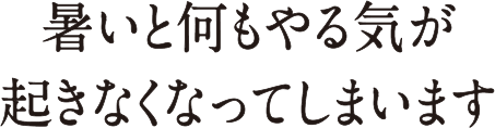 暑いと何もやる気が起きなくなってしまいます